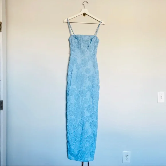 House of CB Eva Tuscan Blue Embroidered Floral Maxi Dress S New House of CB Eva Tuscan Blue Embroidered Floral Maxi Dress S New